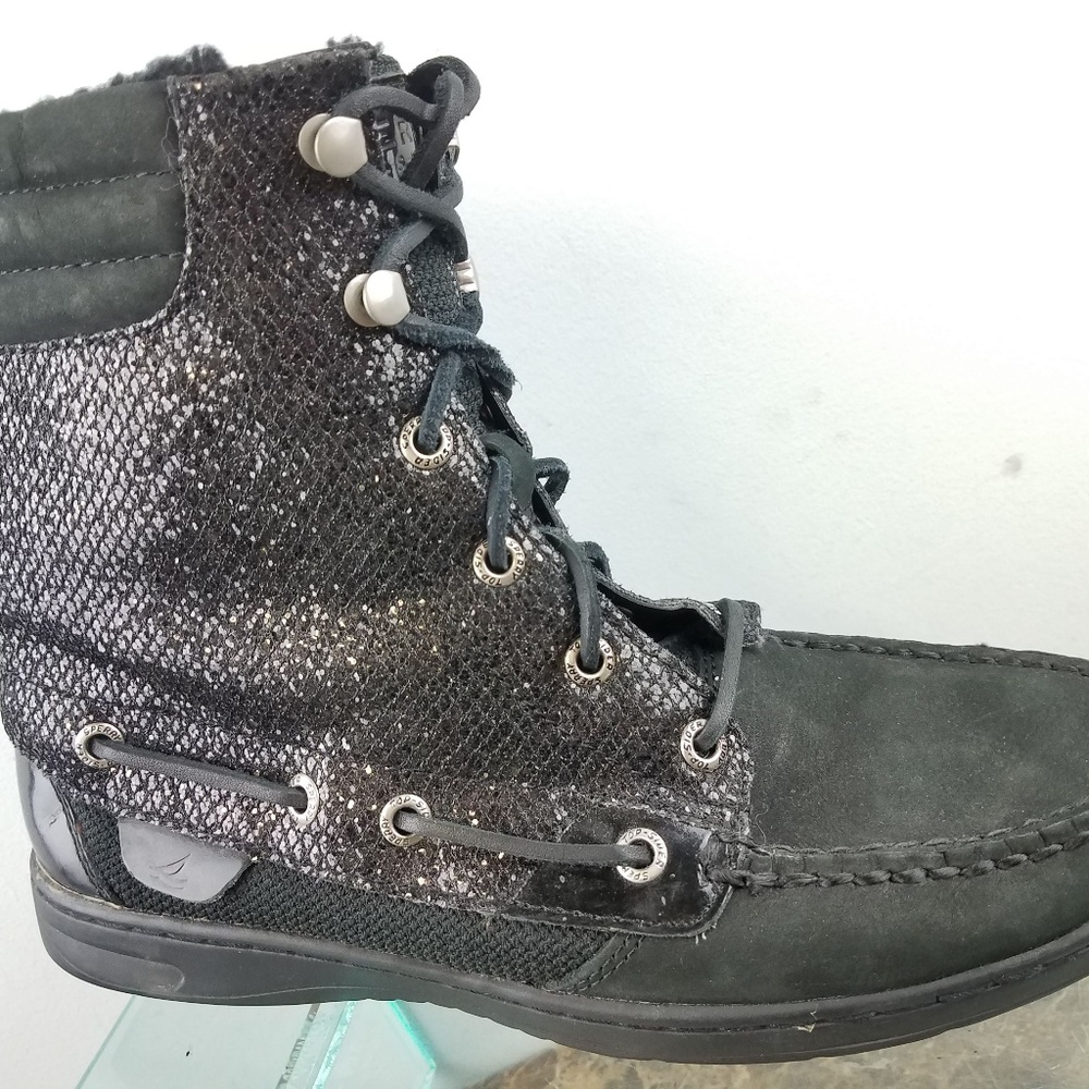 Sperry Top-Sider Black Lace Up Hikerfish Boots 7